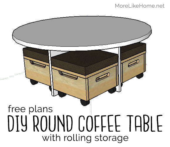 More Like Home Round Coffee Table With, Round Coffee Table With Storage Ottomans