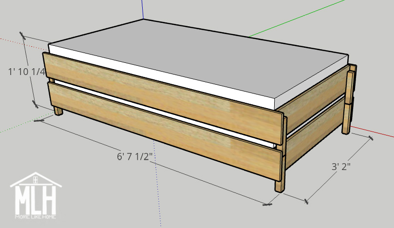 The Stack A Bed Converts From Twin To, Diy Twin Bed Frame Measurements