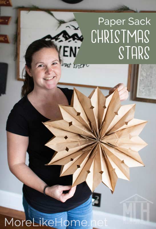More Like Home: DIY Paper Sack Christmas Stars