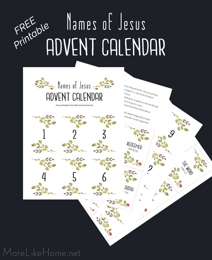 More Like Home: Names of Jesus Advent Calendar FREE Printable