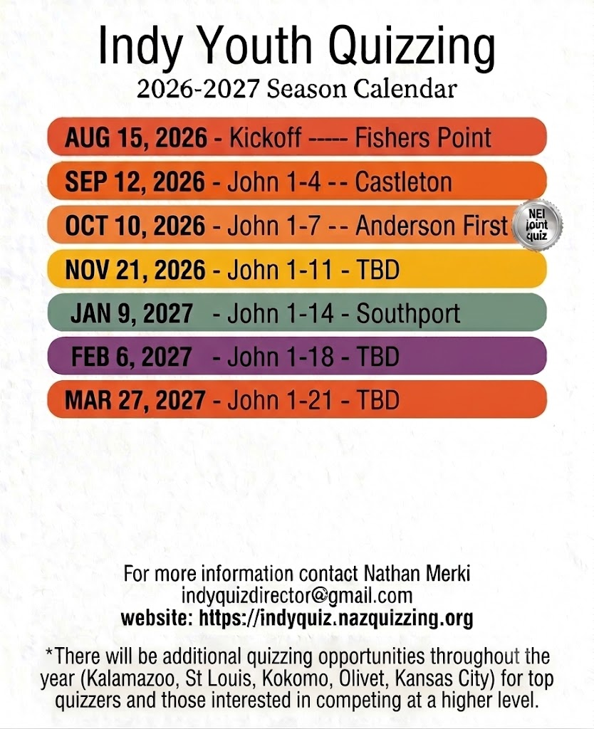 Indy Quiz Schedule